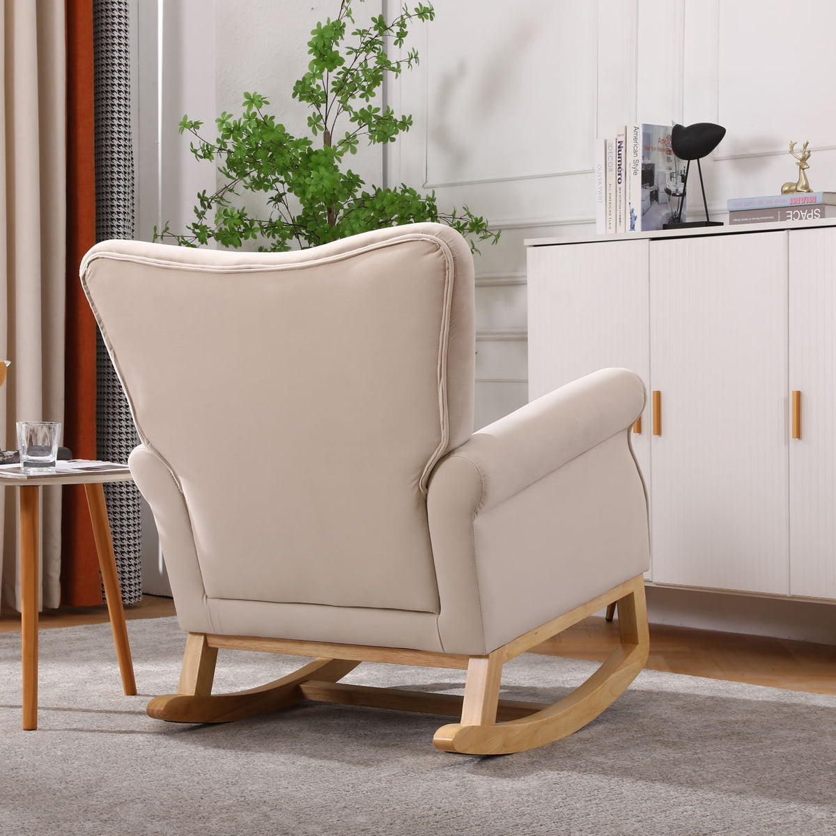 Modern Rocking Chair, Upholstered Accent Chair For Nursery, Small Contemporary Rocke