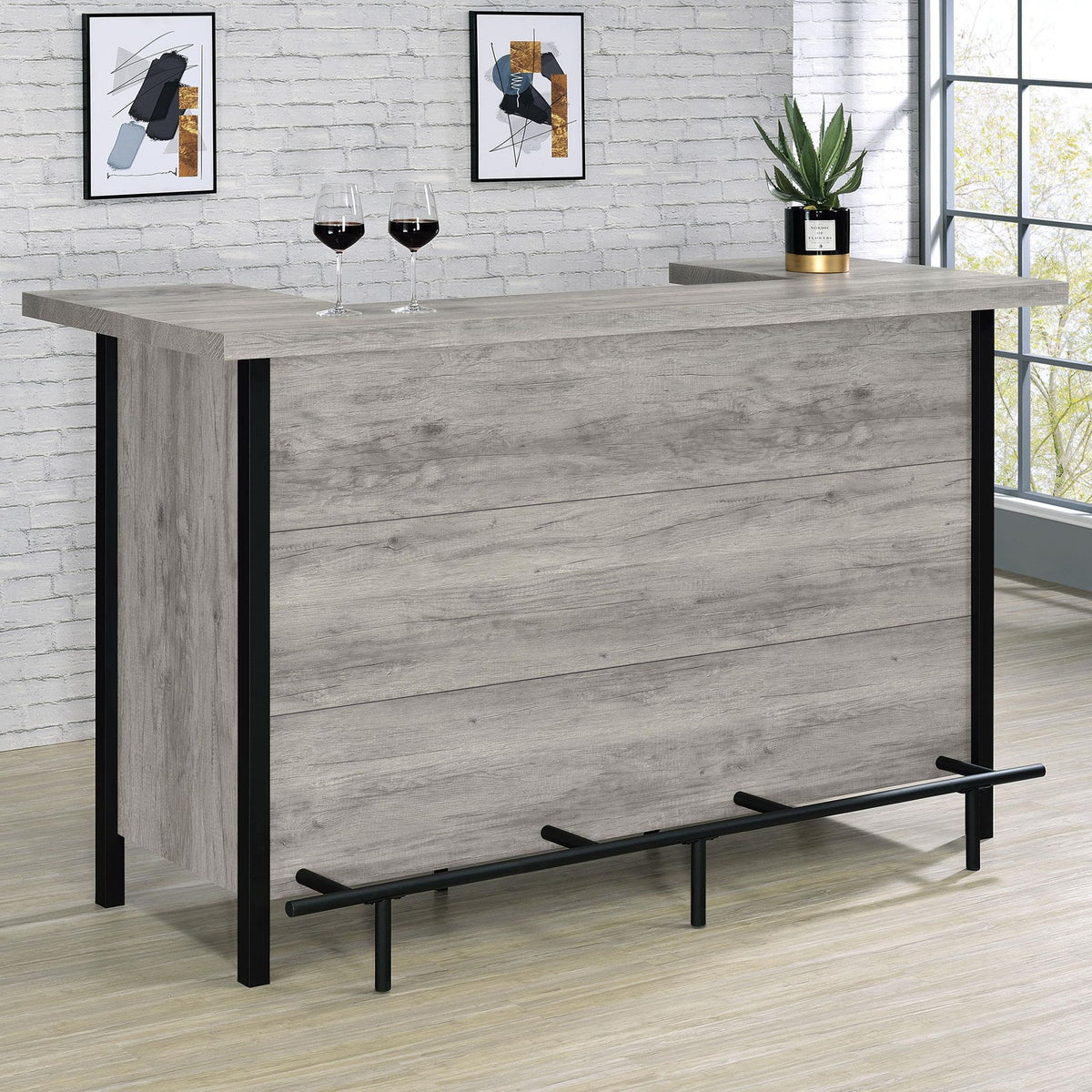 Bellemore Freestanding Home Bar Wine Cabinet Grey Driftwood