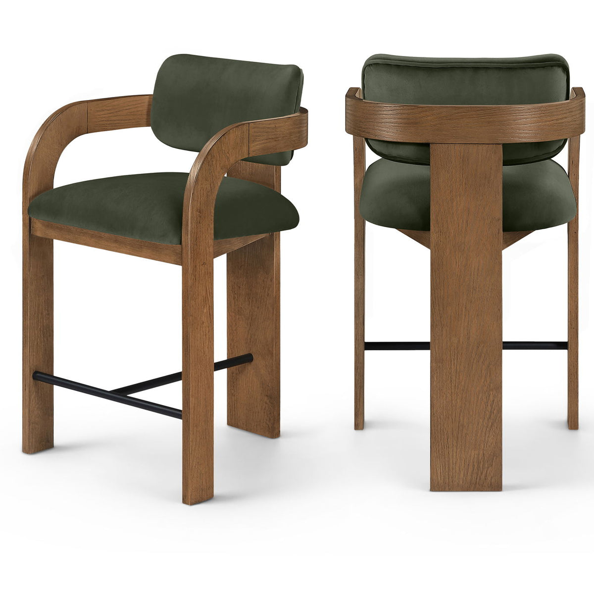 Cedra - Velvet Performance Fabric Upholstered Counter Stool - Brown Frame
