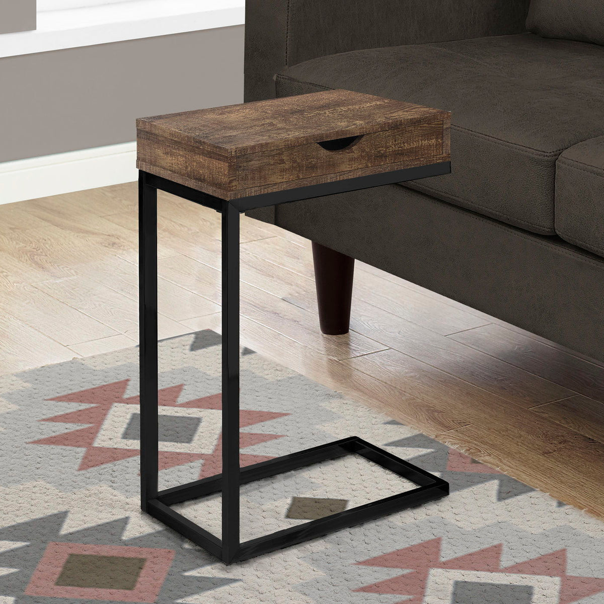 Accent Table, C - Shaped, Modern - Brown