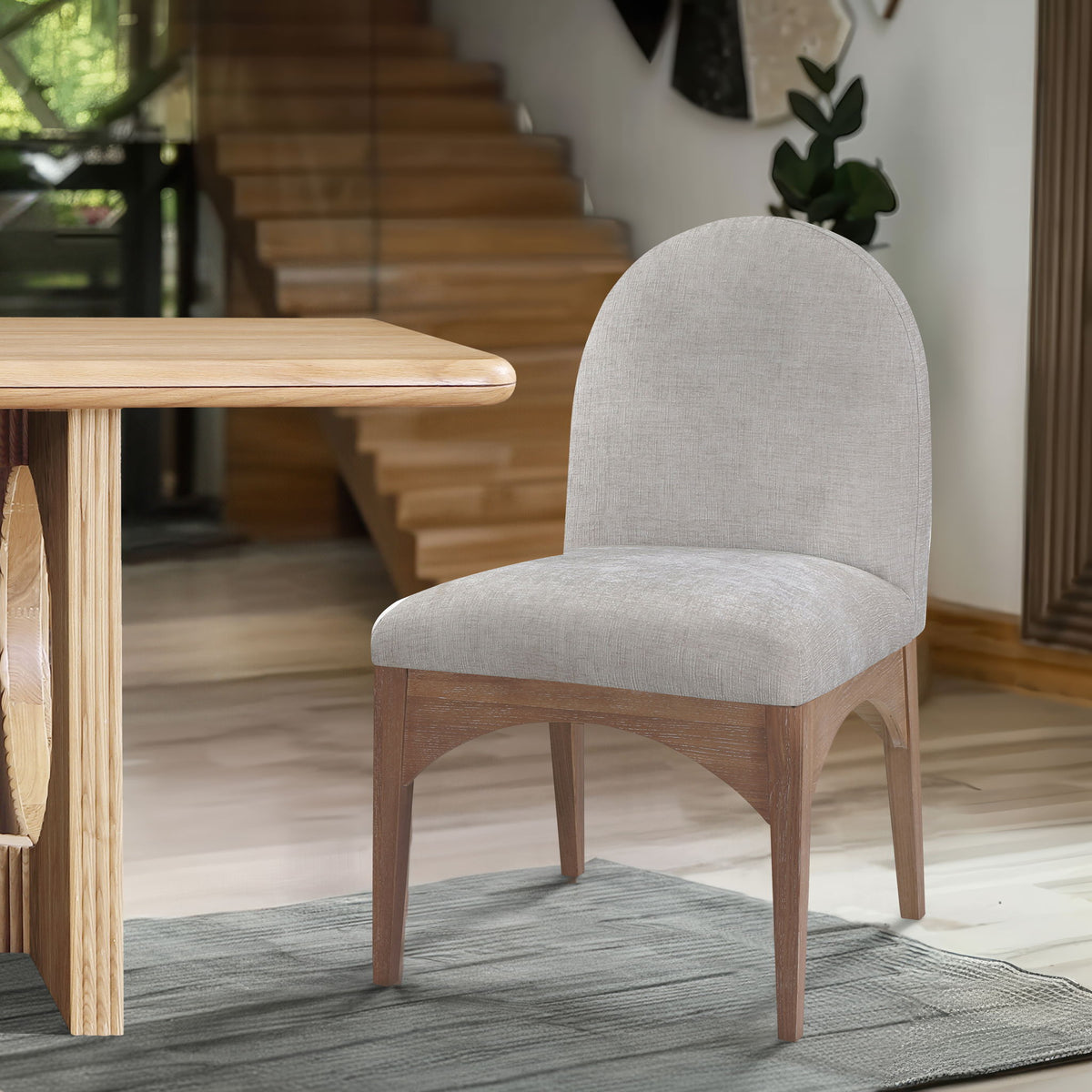 Waldorf - Chenille Dining Side Chair With Natural Legs
