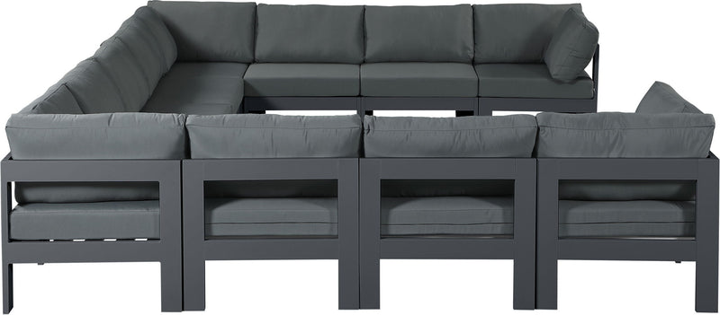 Nizuc - Outdoor Patio 11 Piece Modular Sectional With Gray Frame