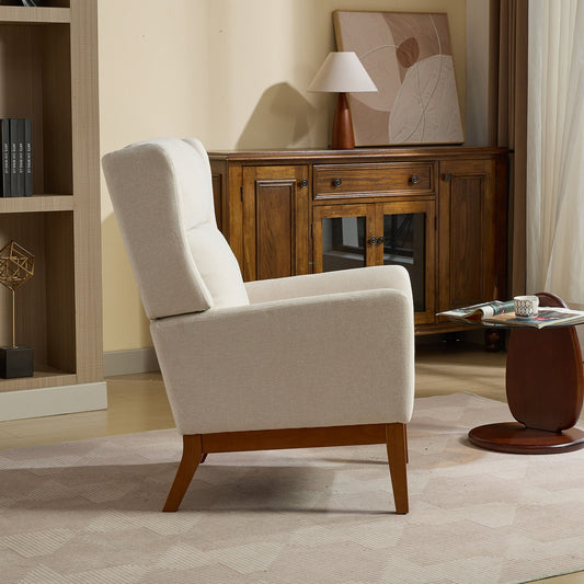 Wide Modern Accent Chair With Wood Legs For Living Room