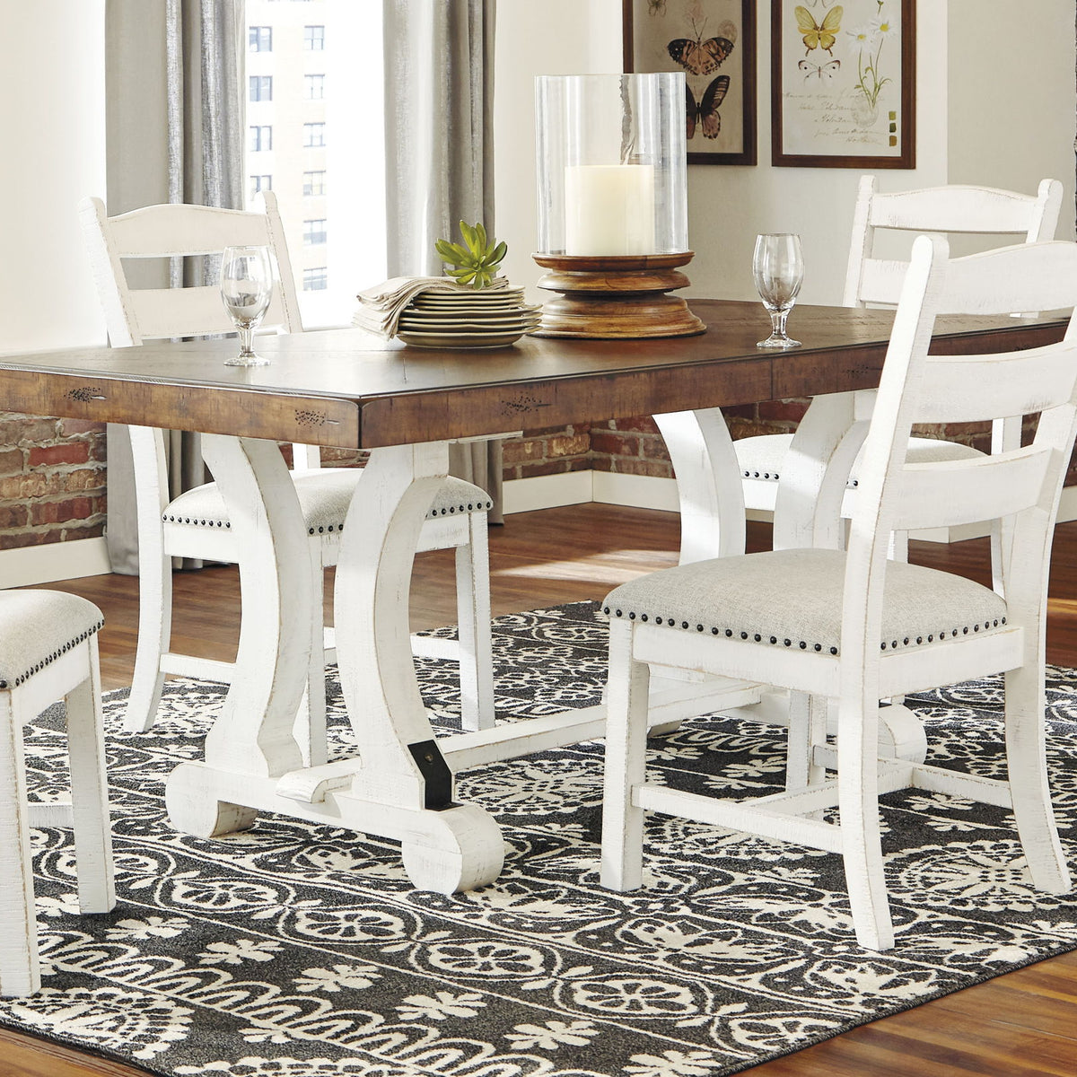 Valebeck - Rectangular Dining Room Table - White / Brown
