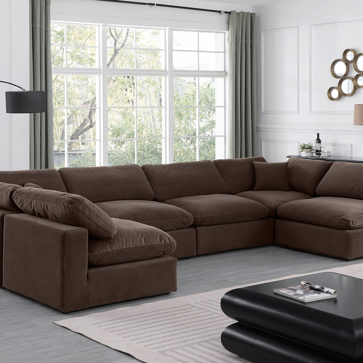 Comfy - 6 Piece Velvet Modular Armless Sectional