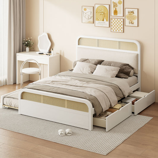 Platform Bed With Trundle And 2 Drawers