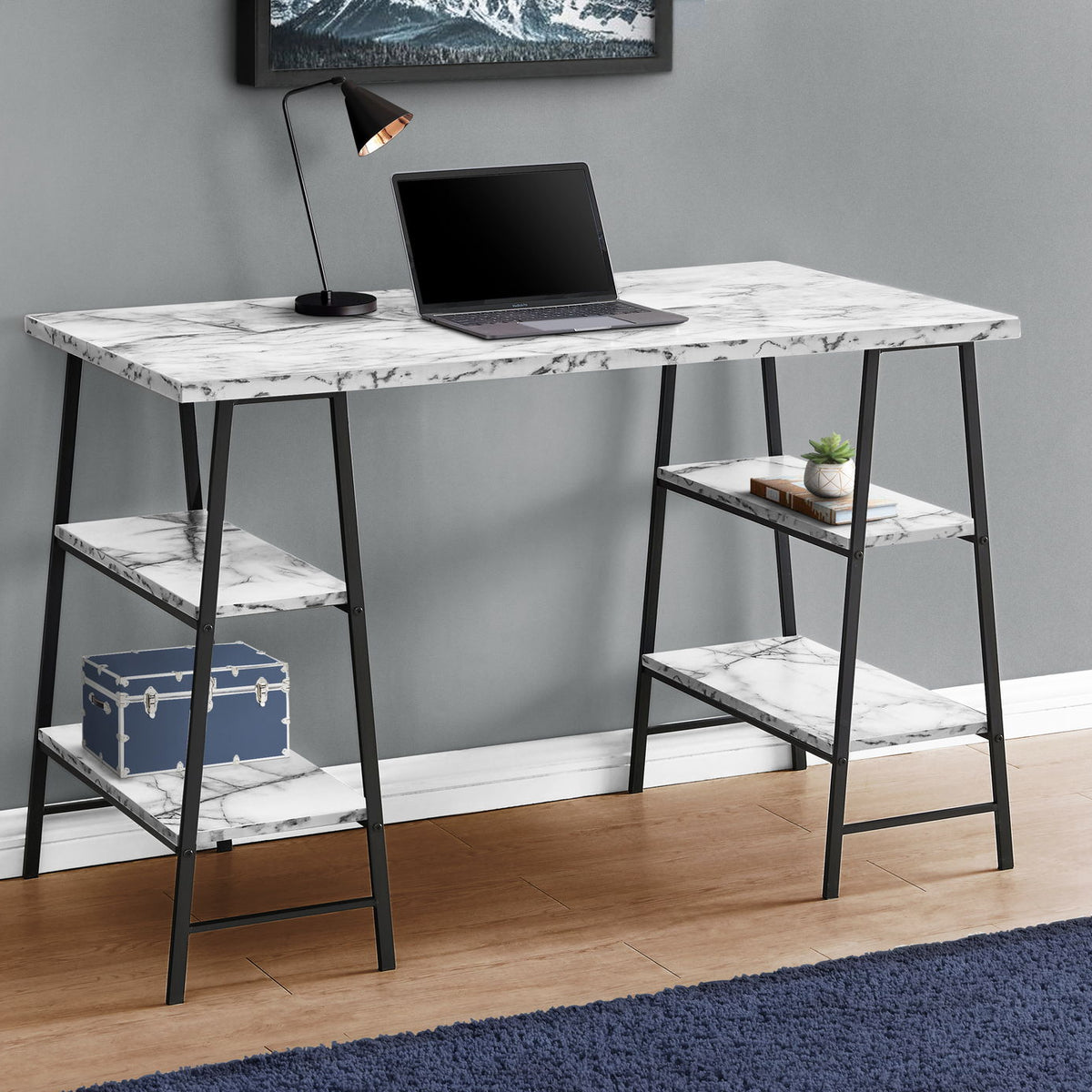 Computer Desk For Home Office, Laptop, Storage Shelves, Contemporary & Modern