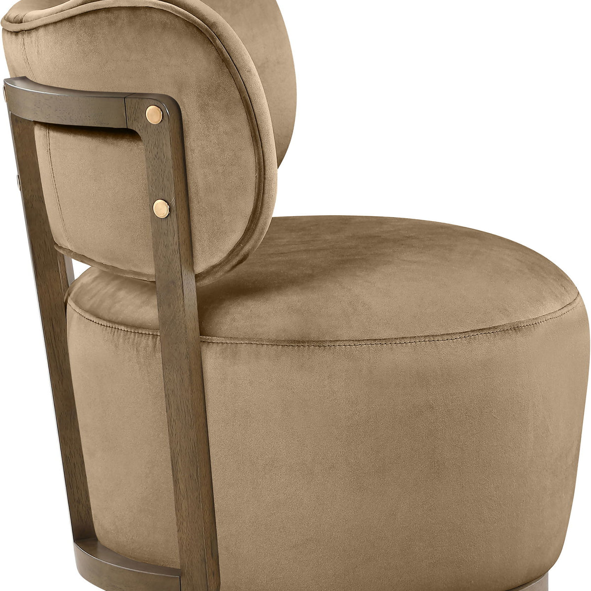 Elara - Velvet Upholstered Swivel Accent Chair - Stained Brown