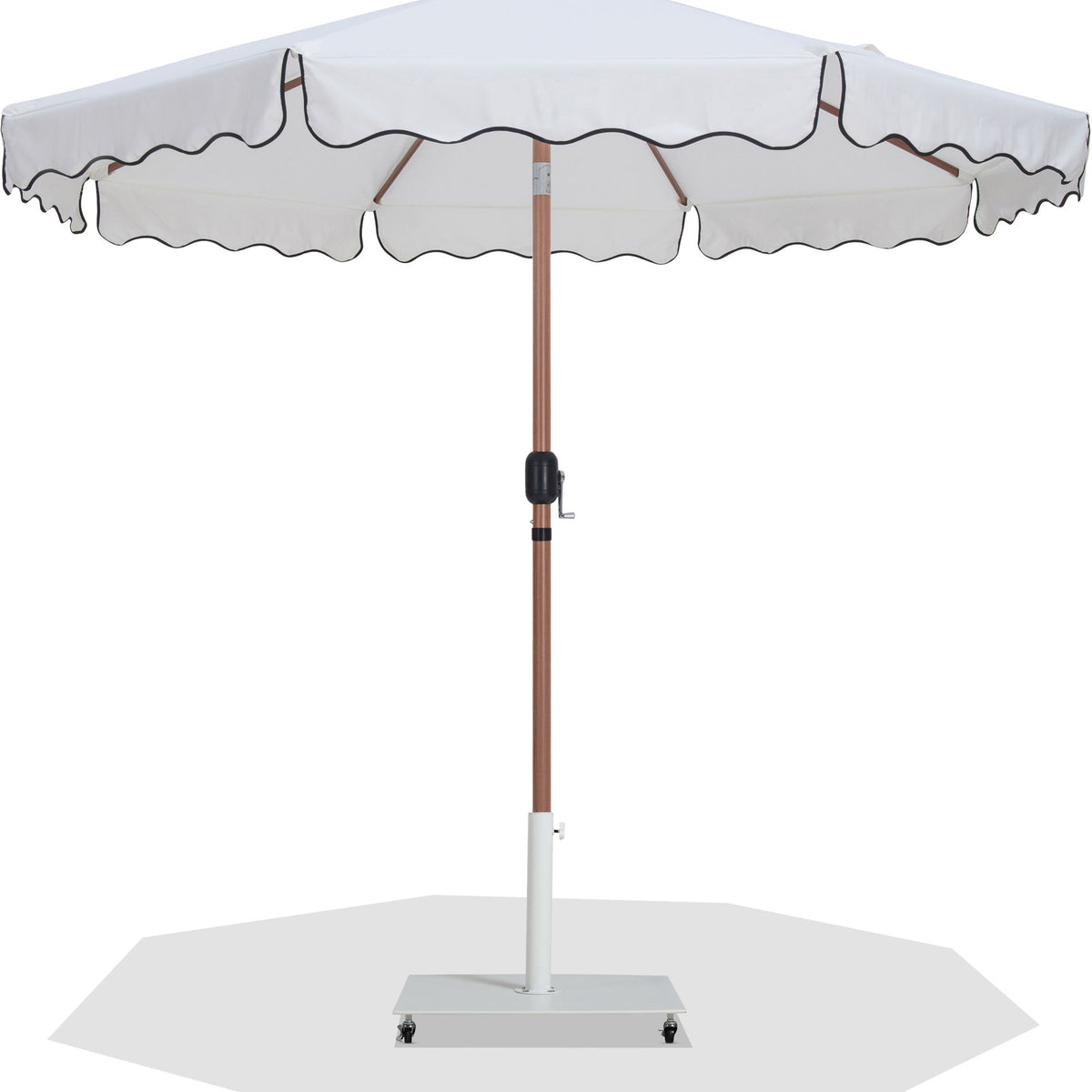 Amalfi - Aluminum Patio Umbrella - White Base / Light Brown Pole