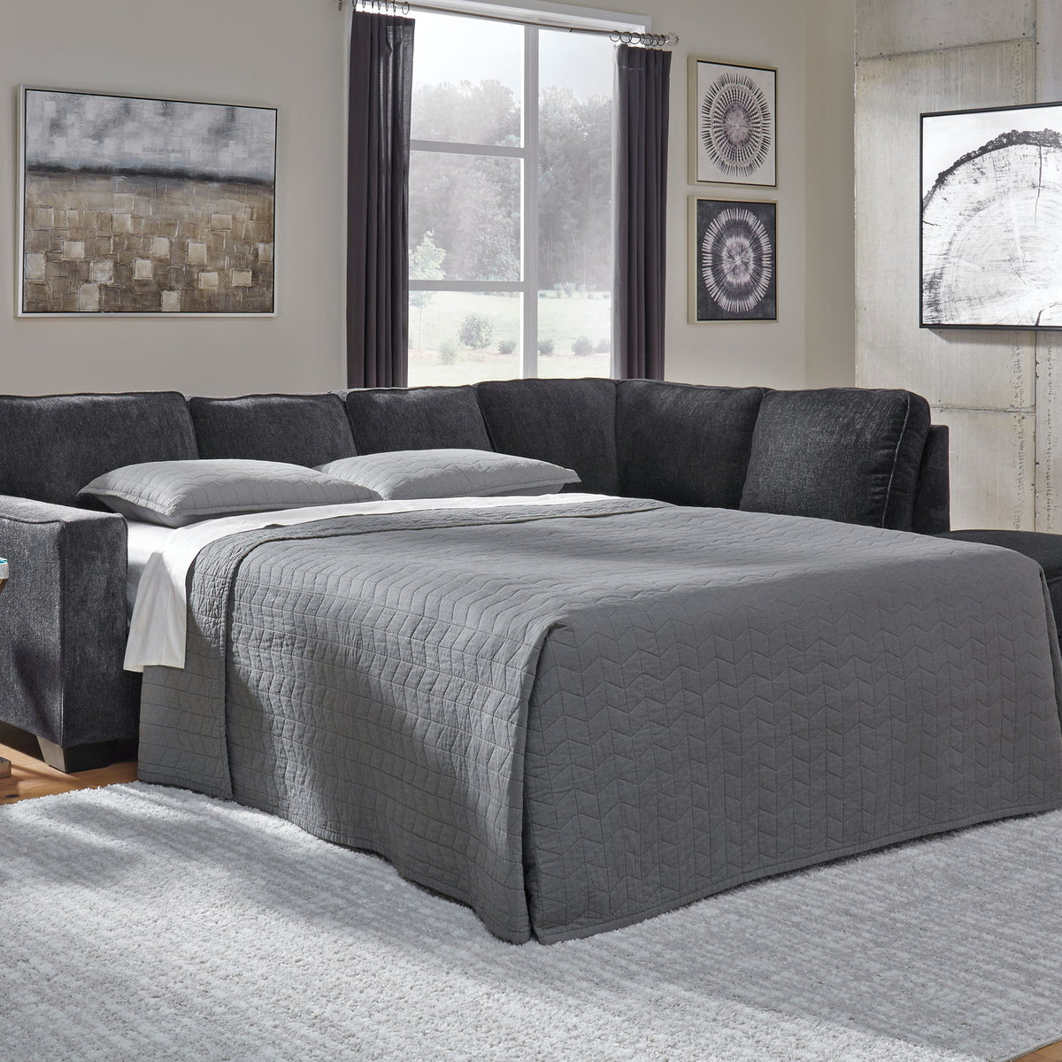 Altari - Right Arm Facing Corner Chaise With Sleeper 2 Pc Sectional - Slate