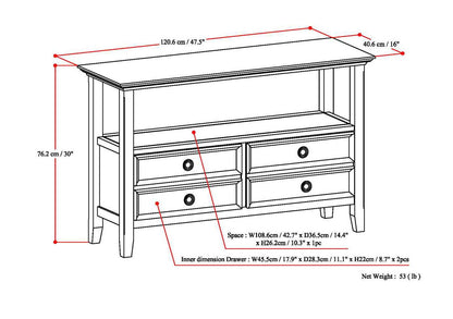 Amherst - Console Sofa Table, Handcrafted