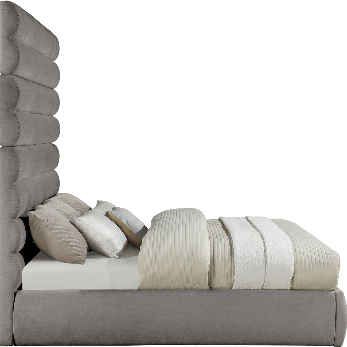Adam - Chenille Fabric Bed With 89" Headboard