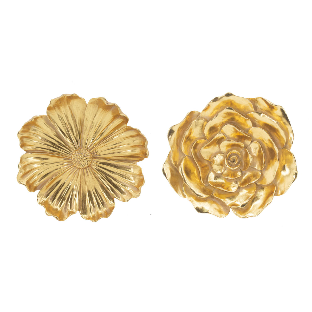 Rose Hanging Resin Wall Accents (Set of 2) - Gold