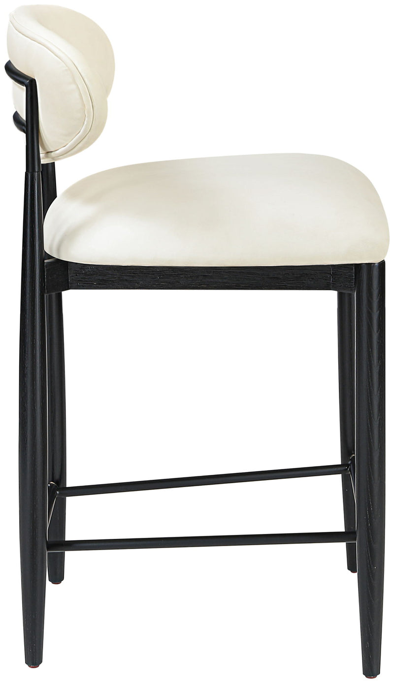 Riccio - Faux Leather Stool - Black Frame