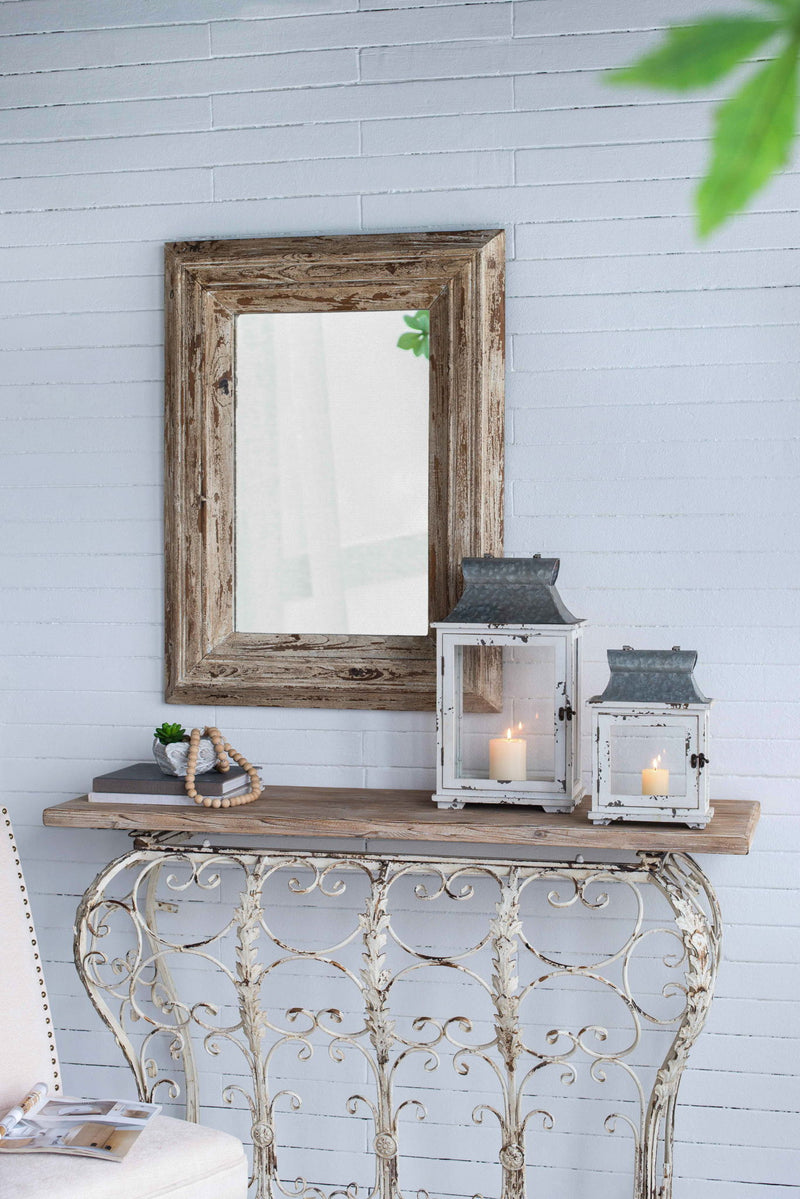 Wooden Candle Lantern Decorative, Hurricane Lantern Holder Decor For Indoor Outdoor, Home Garden Wedding - White