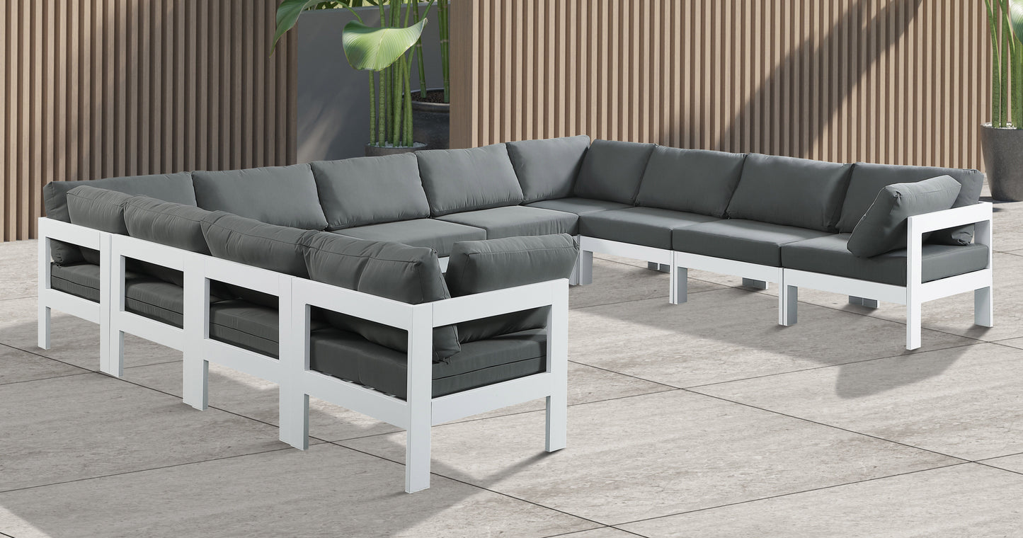 Nizuc - Outdoor Patio Modular Sectional 11 Piece - Grey - Fabric