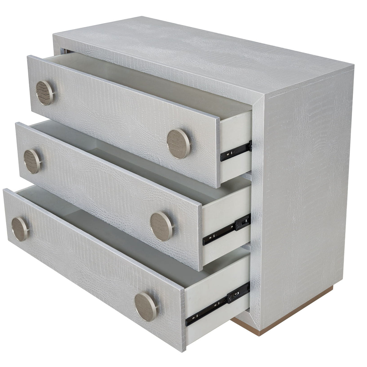 Anpu - Faux Crocodile Skin Console Cabinet - Silver