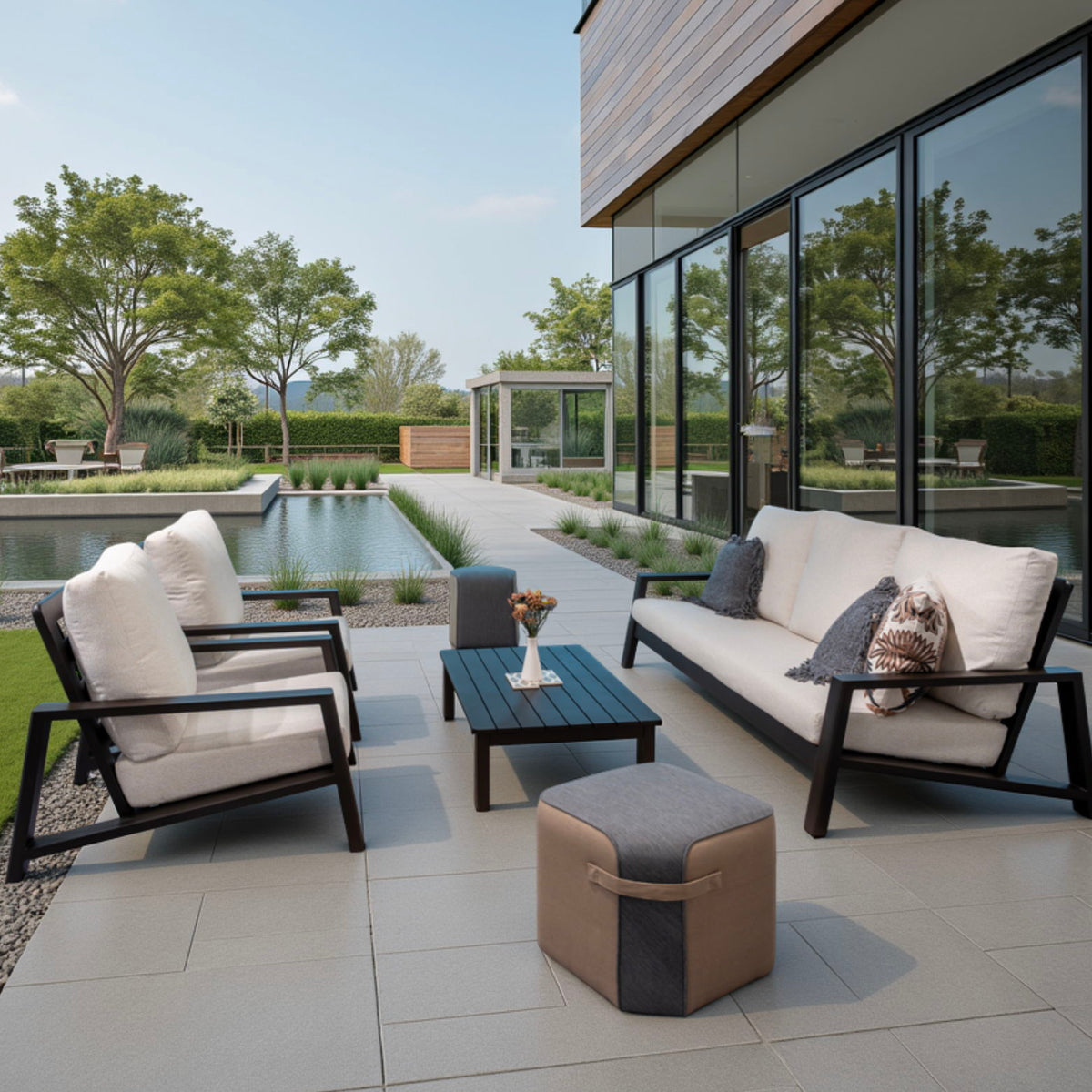 Verona - Seating Sofa - Dark Espresso / Gray / Off White