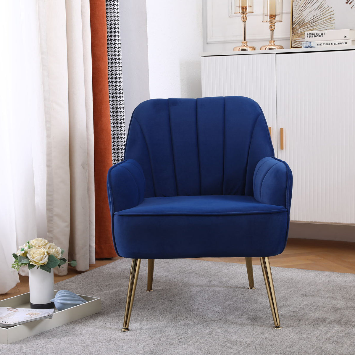 Modern Mid-Century Chair Tufted Sherpa Armchair For Living Room Bedroom Office