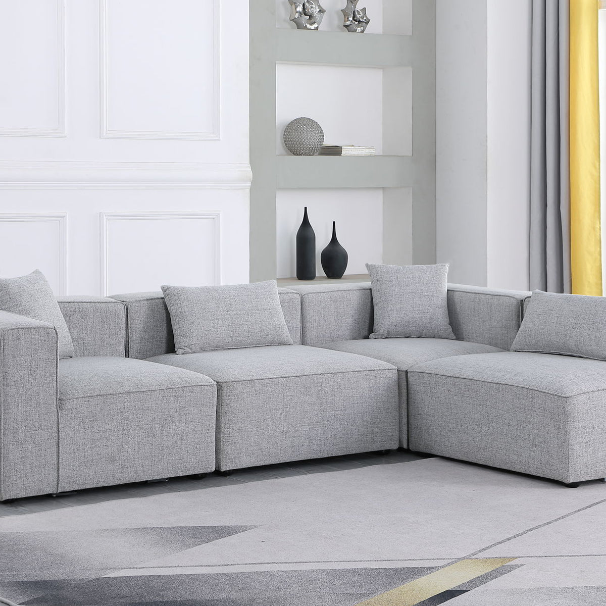Cube - Linen 4 Piece Modular Corner Sectional