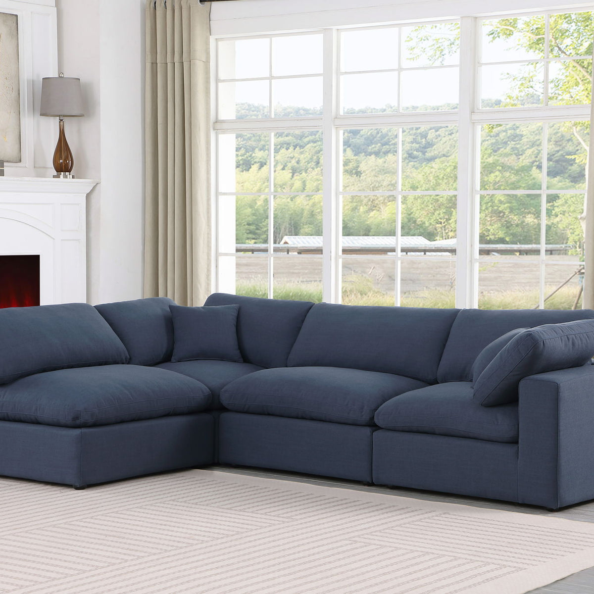 Comfy - 4 Piece Linen Fabric Modular Armless Sectional