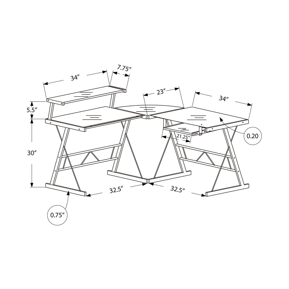 Computer Desk, Home Office, Corner, L Shape, Laptop, Durable Construction