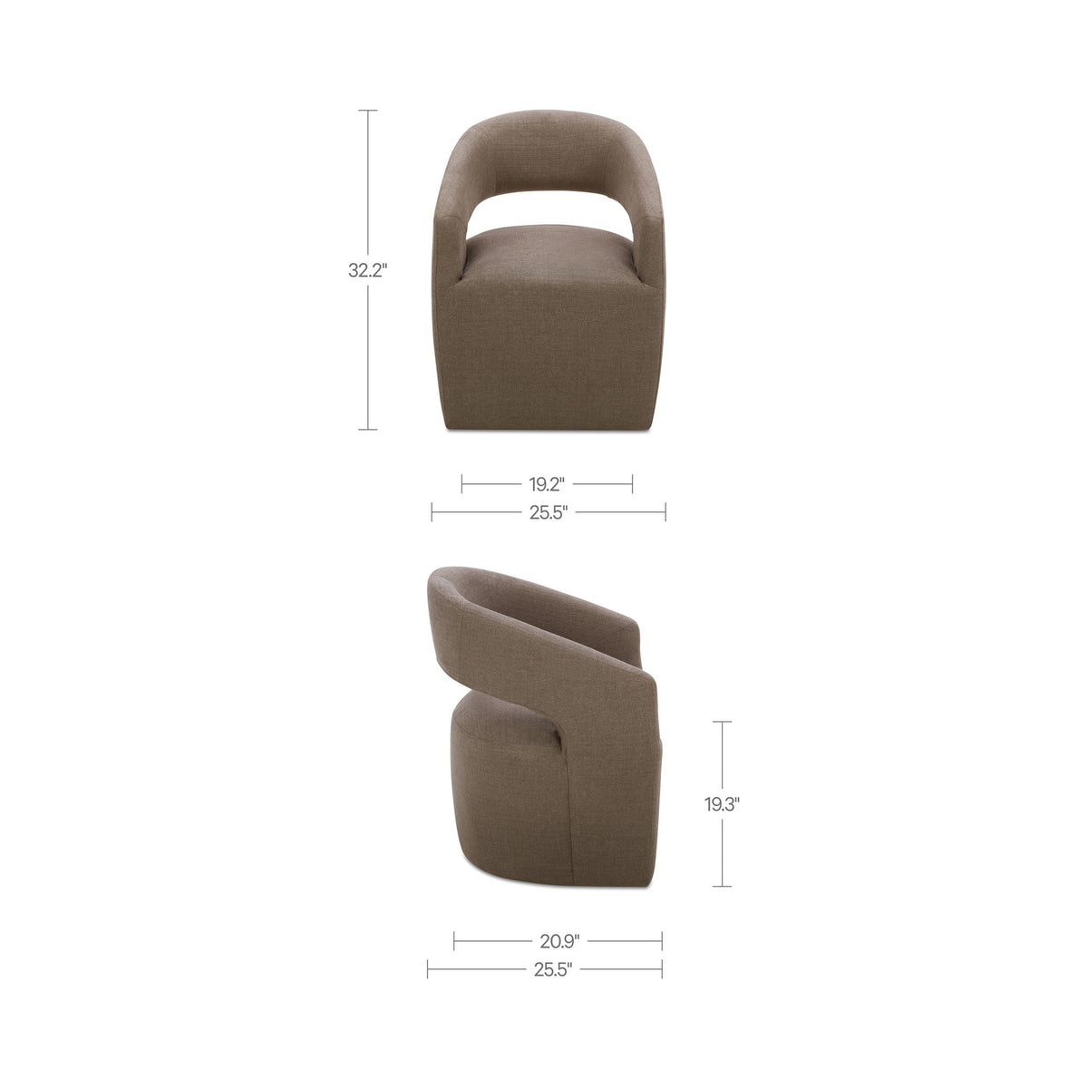 Barrow - Rolling Dining Chair - Soft Taupe / Tan