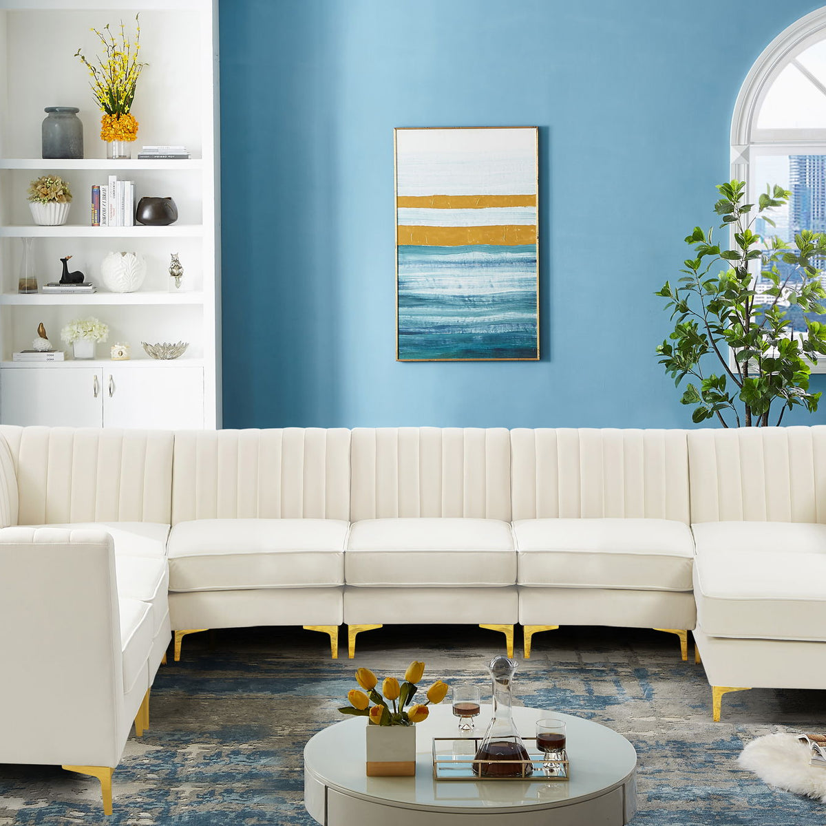 Alina - 8 Piece Velvet Modular Sectional