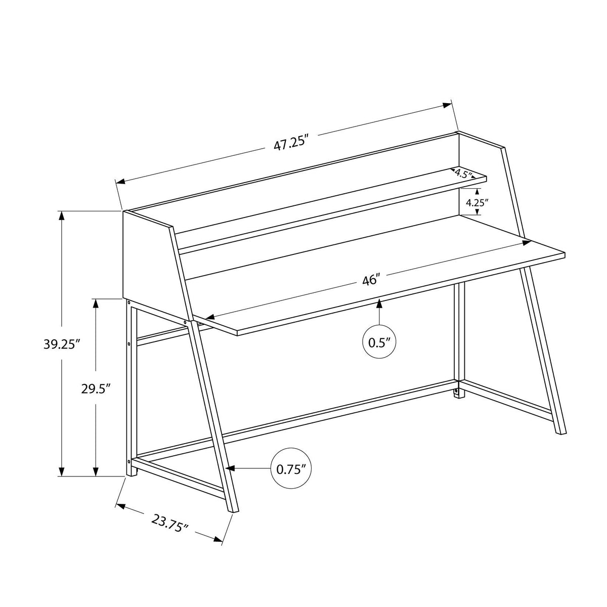 Computer Desk For Home Office, Laptop, Storage Shelves, Marble Look Contemporary & Modern