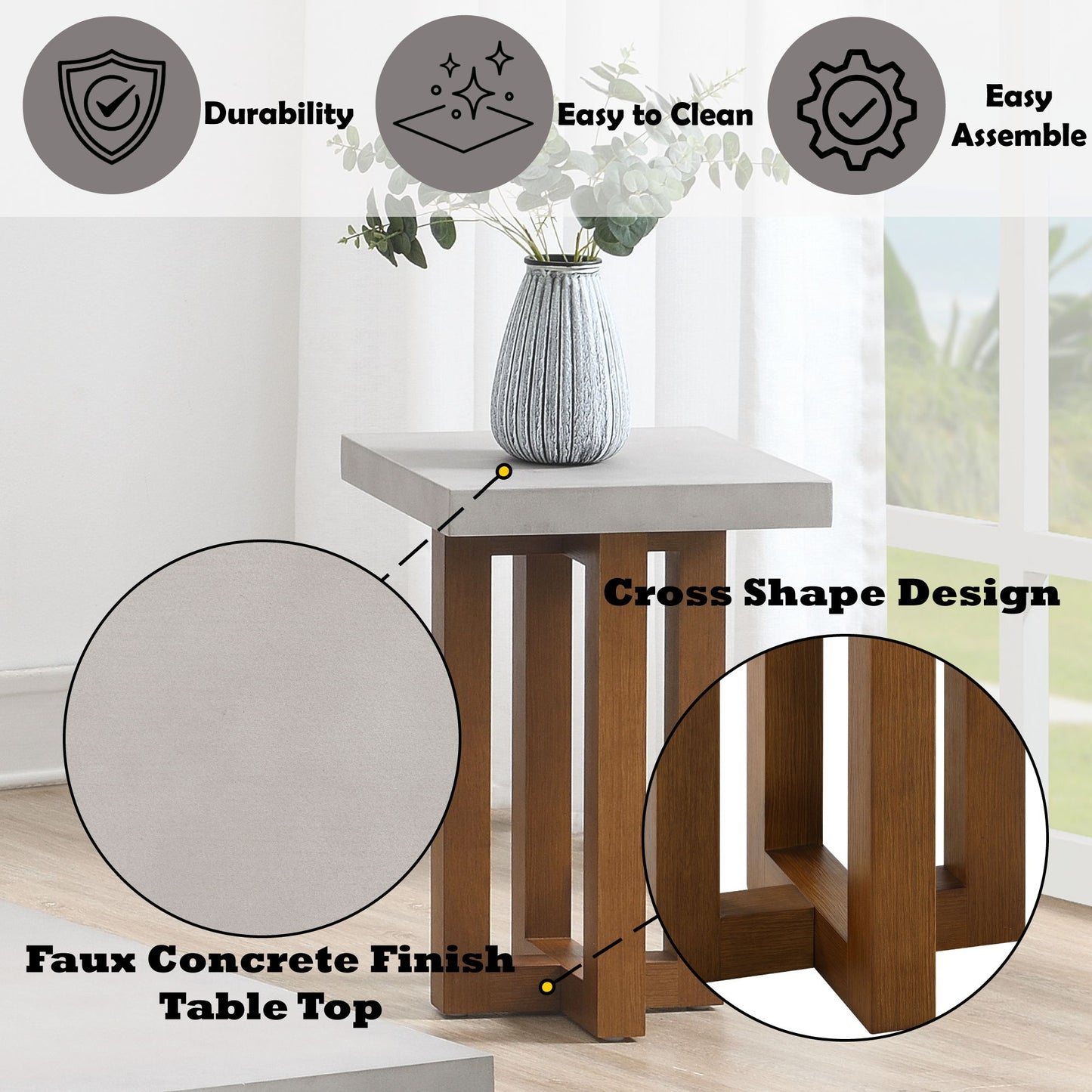 Keven - Faux Concrete Top Table