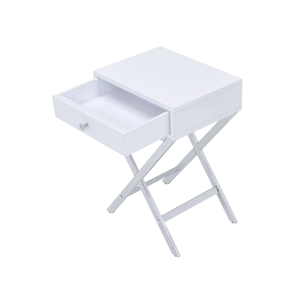 Coleen - Accent Table - White / Chrome