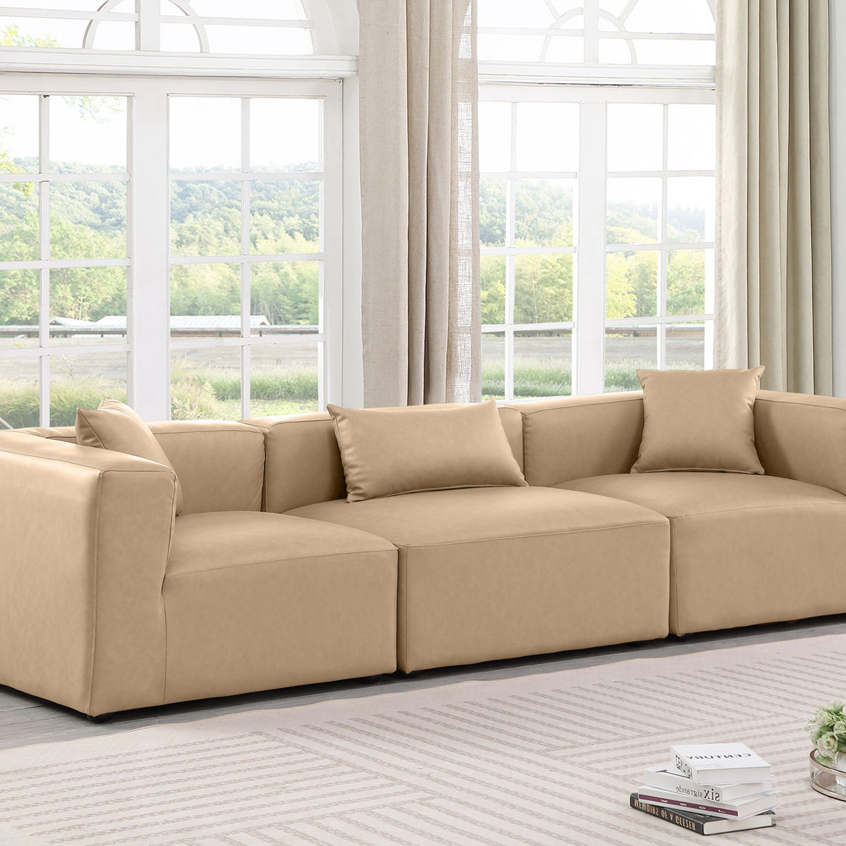 Cube - Modular 3 Piece Sofa - Tan