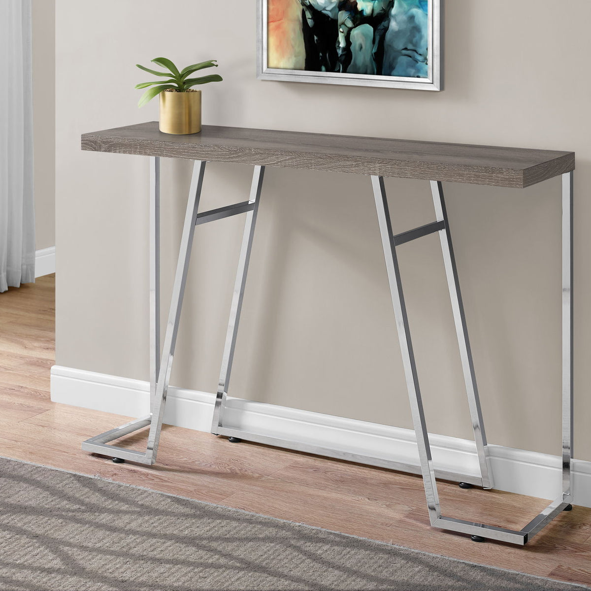 Accent Console Table For Entryway, Durable Construction - Taupe