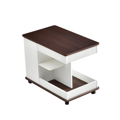 Lift-Top Coffee Table 360-Rotating Hidden Storage White