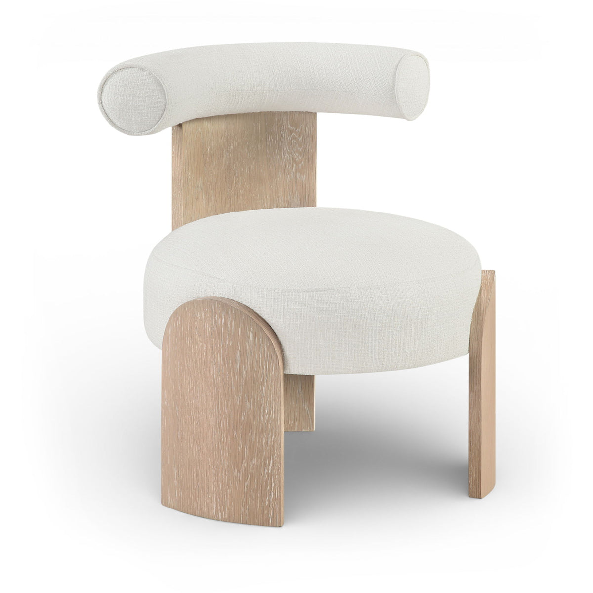 Calder - Linen Textured Fabric Upholstered Accent Chair - Painted Natural Base