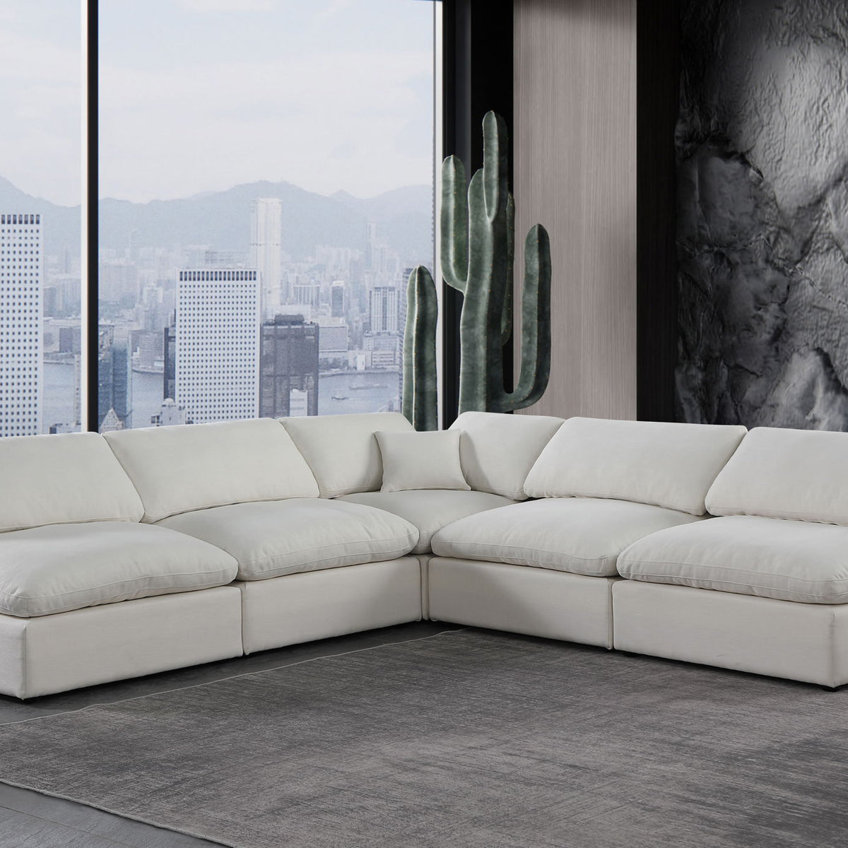 Comfy - 5 Piece Linen Modular Corner Armless Sectional
