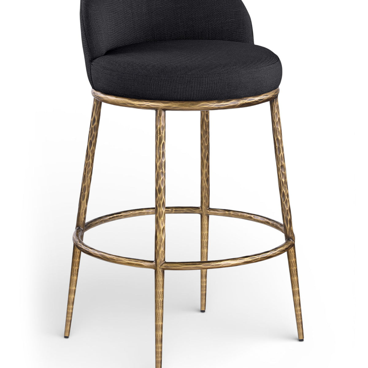 Ferro - Performance Fabric Upholstered Bar Stool - Antique Brass