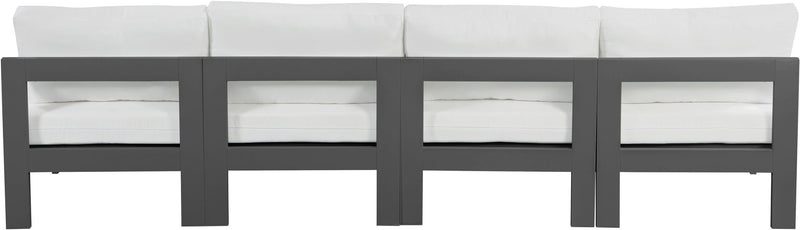 Nizuc - Outdoor Patio 4 Seat Armless Modular Sofa With Gray Frame