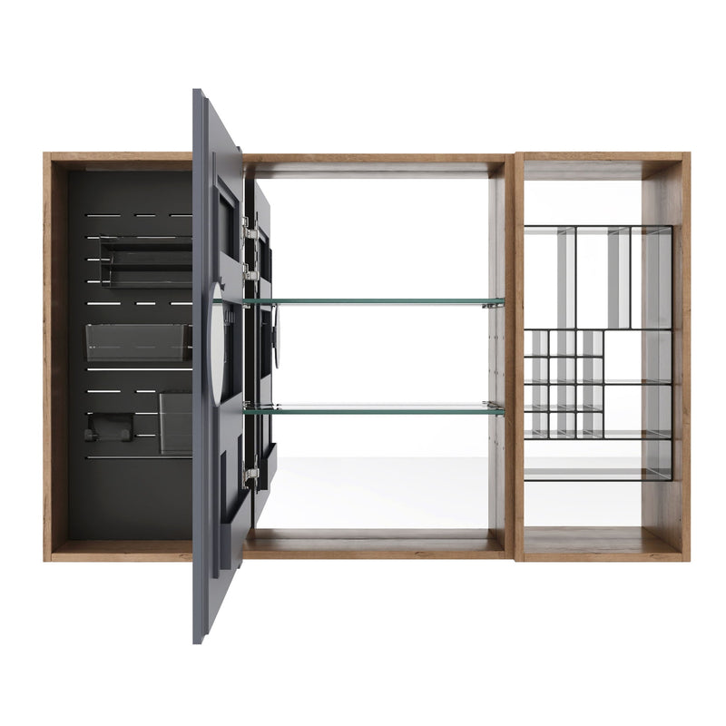 Wall Mounted Bathroom Mirror Cabinet With Storage - Imitative Oak