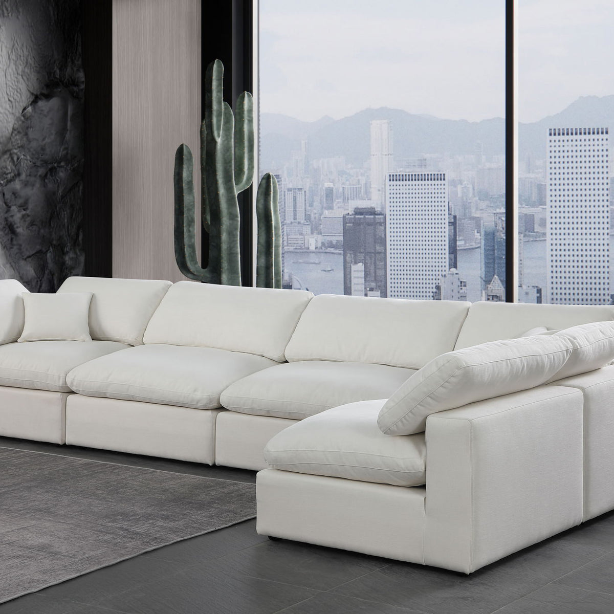 Comfy - 5 Piece Linen Modular Sectional