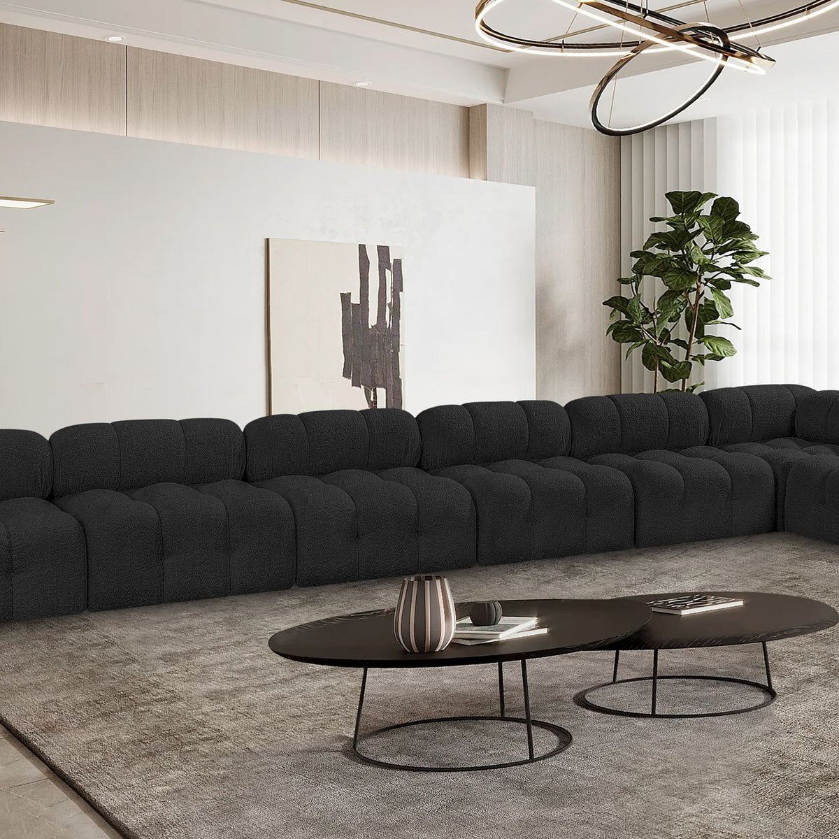 Ames - 7 Piece Boucle Fabric Modular L-Shaped Sectional