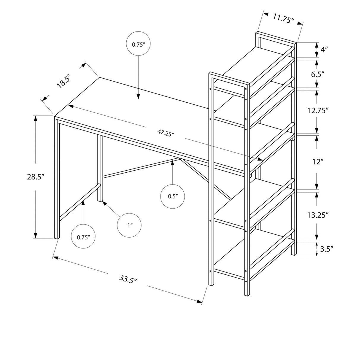 Computer Desk For Home Office, Laptop Storage Shelves