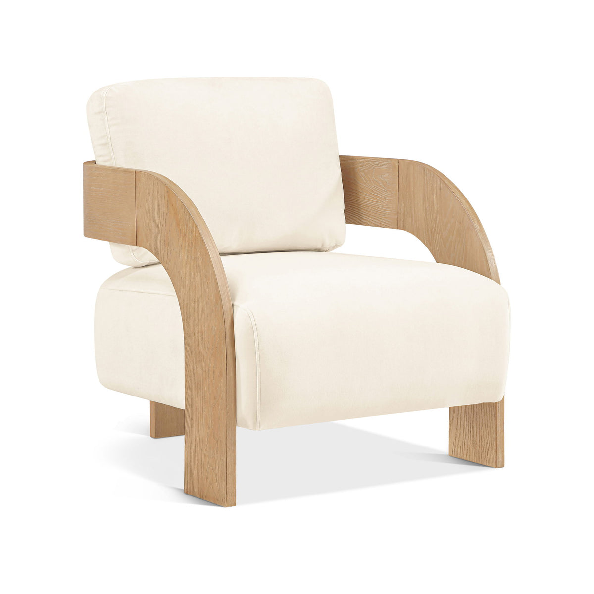 Cedra - Velvet Performance Fabric Upholstered Accent Chair - Natural Frame