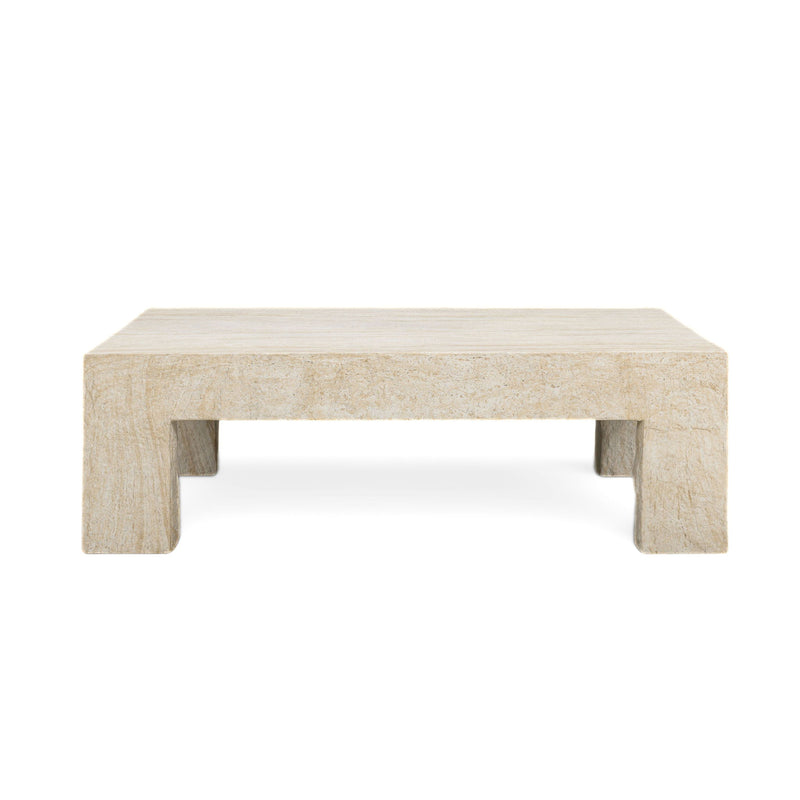 Roxanne - Faux Slab Indoor / Outdoor Large Coffee Table - Travertine