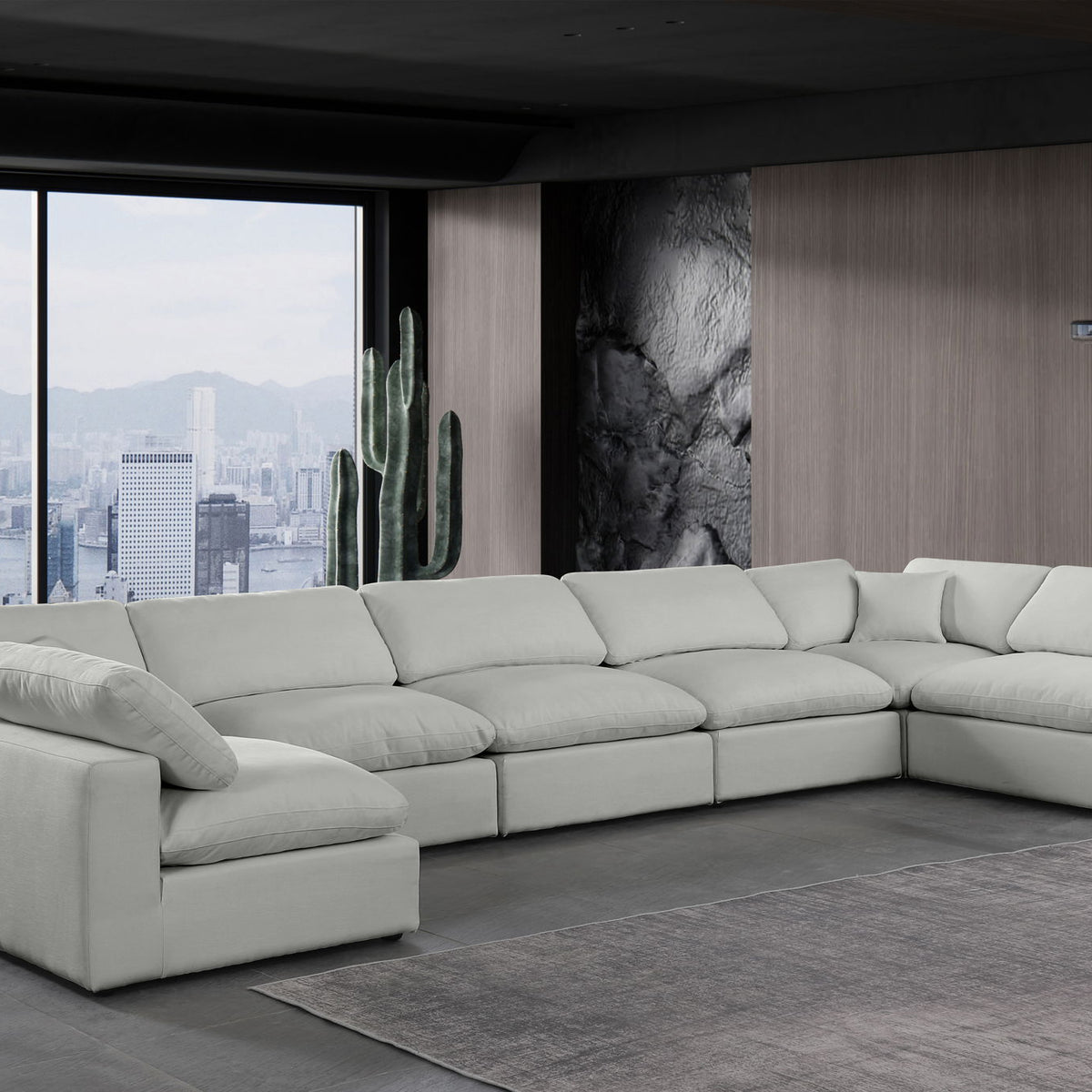 Comfy - 7 Piece Linen Modular Armless Sectional