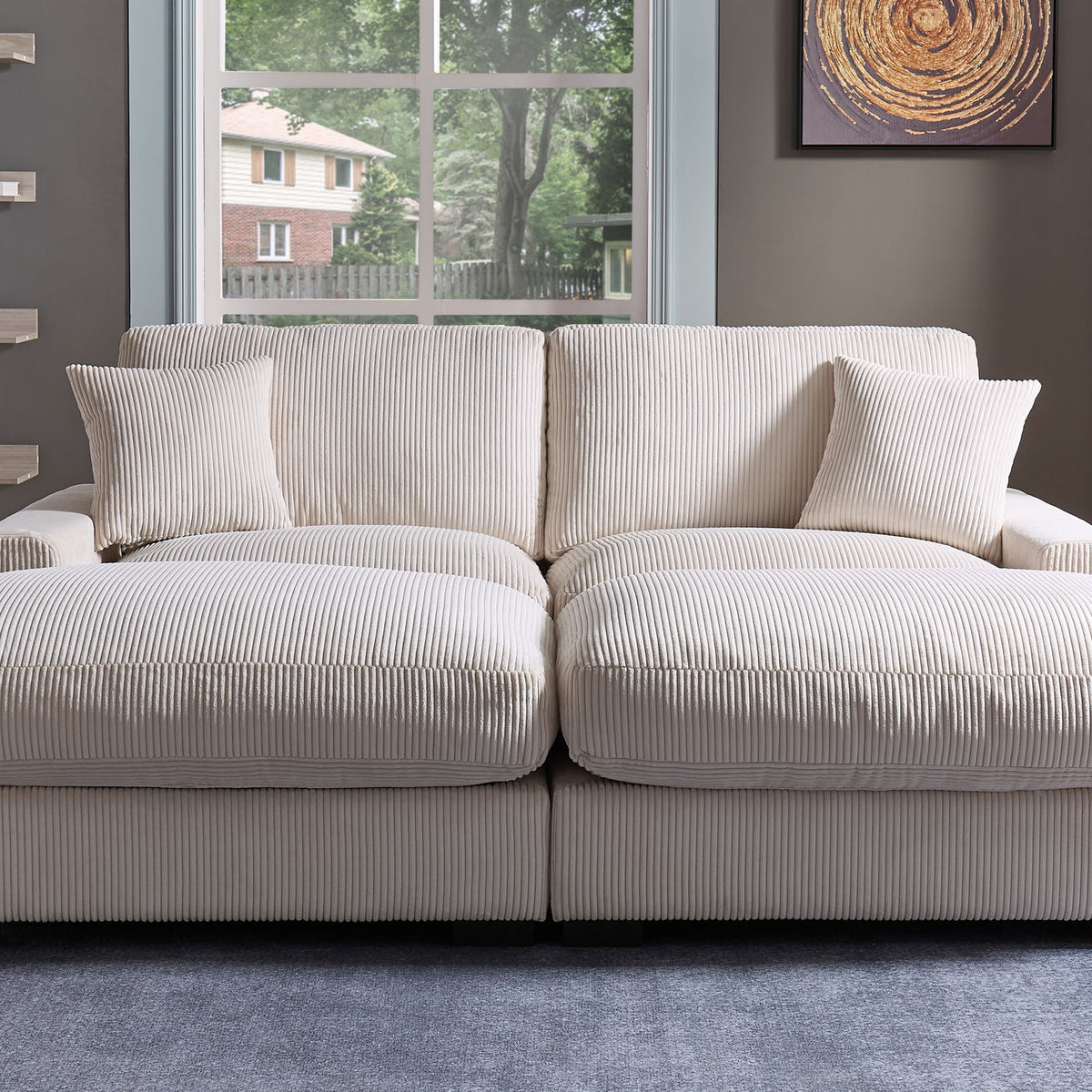 4 Seater Oversized Sectional Sofa With 2 Ottoman And 2 Pillows