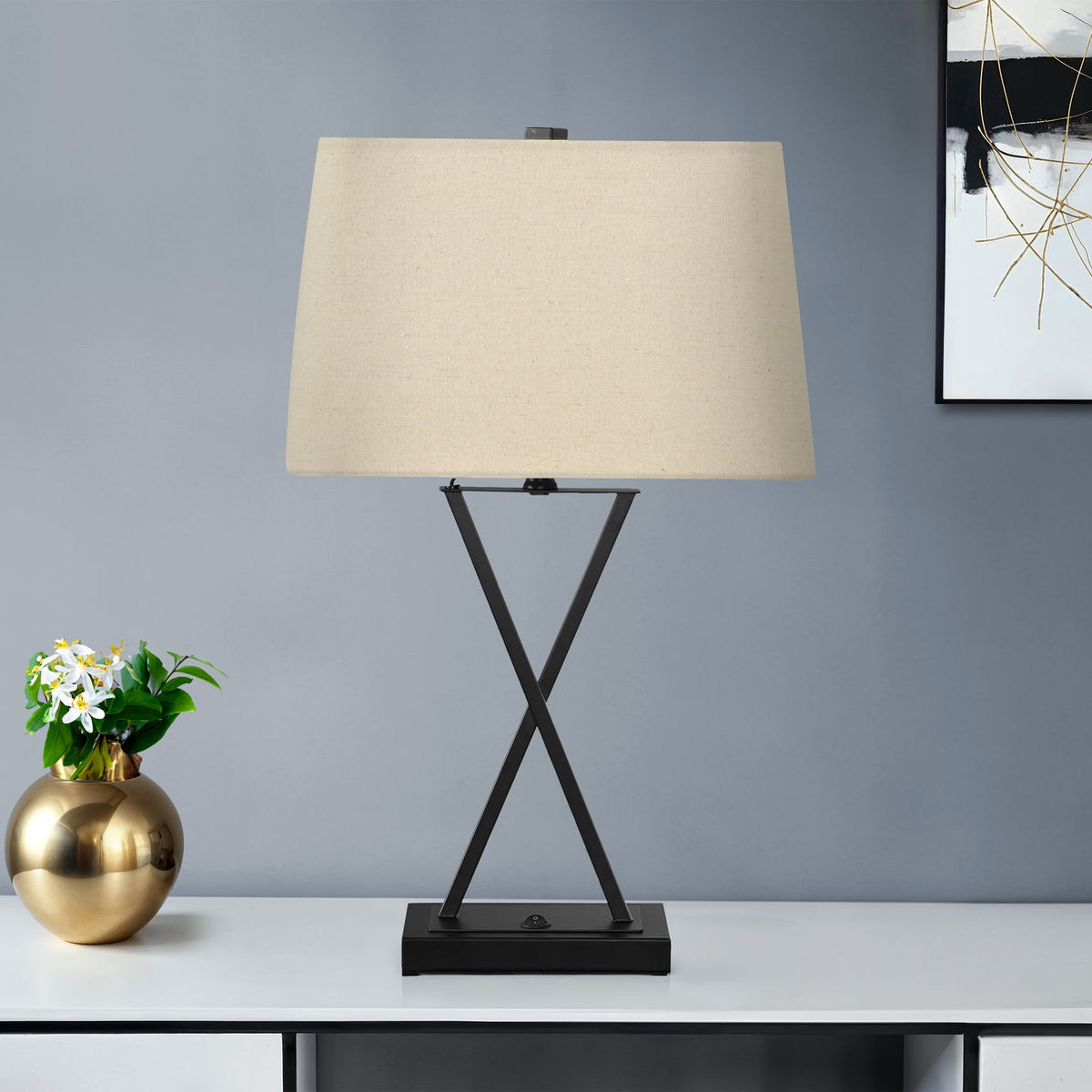 Lighting, Table Lamp, USB Port Included, Resin, Transitional - Black