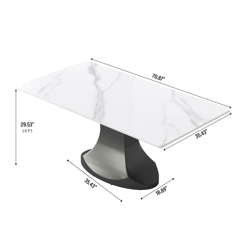 Modern Stone Panel Stainless Steel Curved Legs, Can Accommodate 6 - 8 People