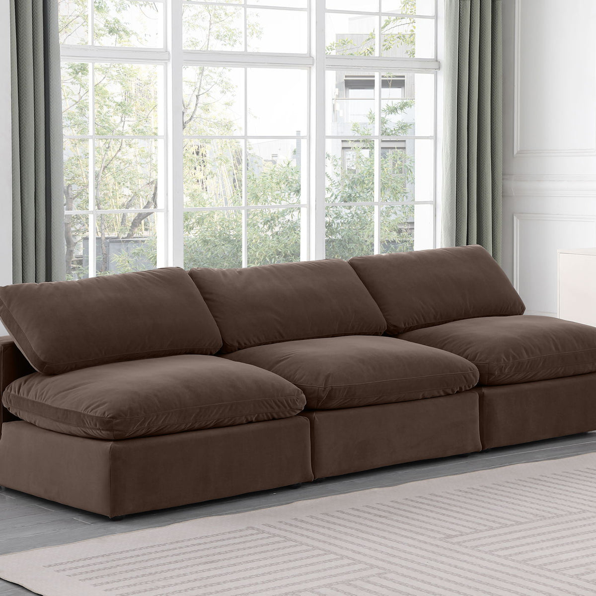 Comfy - Velvet Modular Armless Sofa 3 Seats
