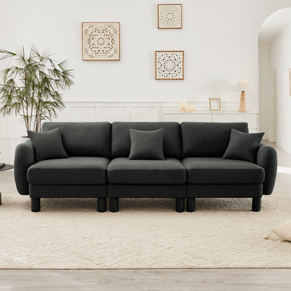 3-Seater Boucle Sofa - Dark Gray Boucle